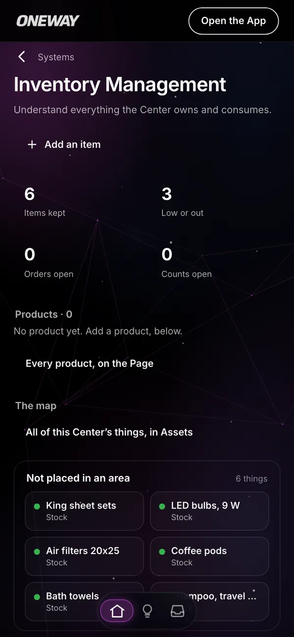 Inventory Management in Oneway OS on a phone