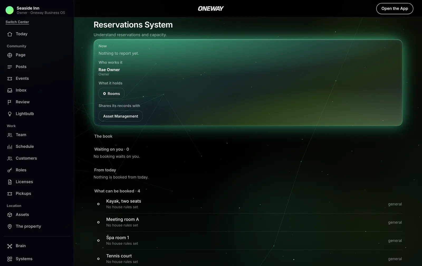 Reservations in Oneway OS, with sample records