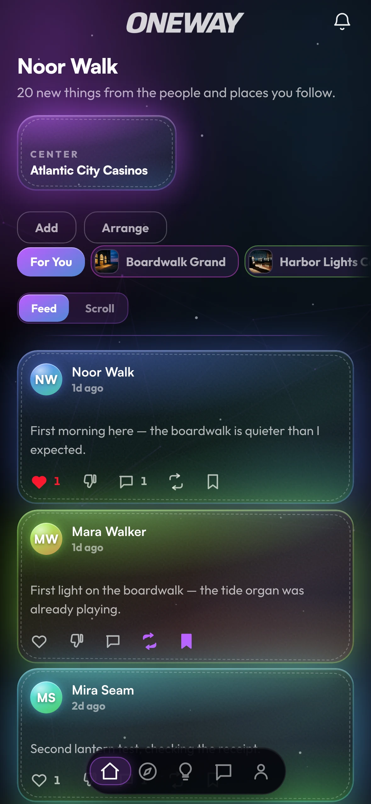 The ONEWAY App — Home
