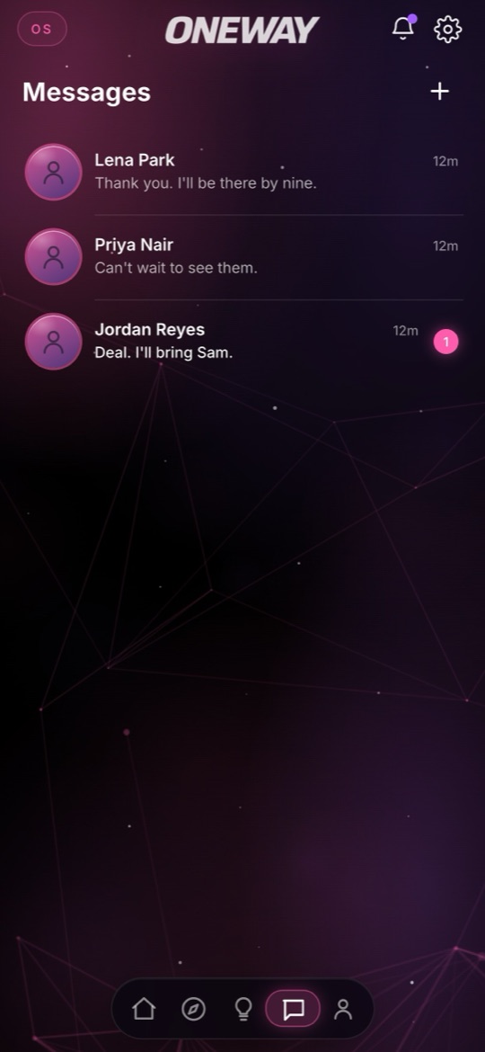 Messages in the Oneway App