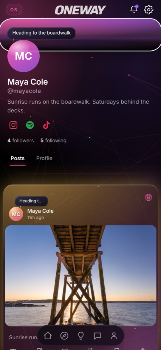 A profile in the Oneway App
